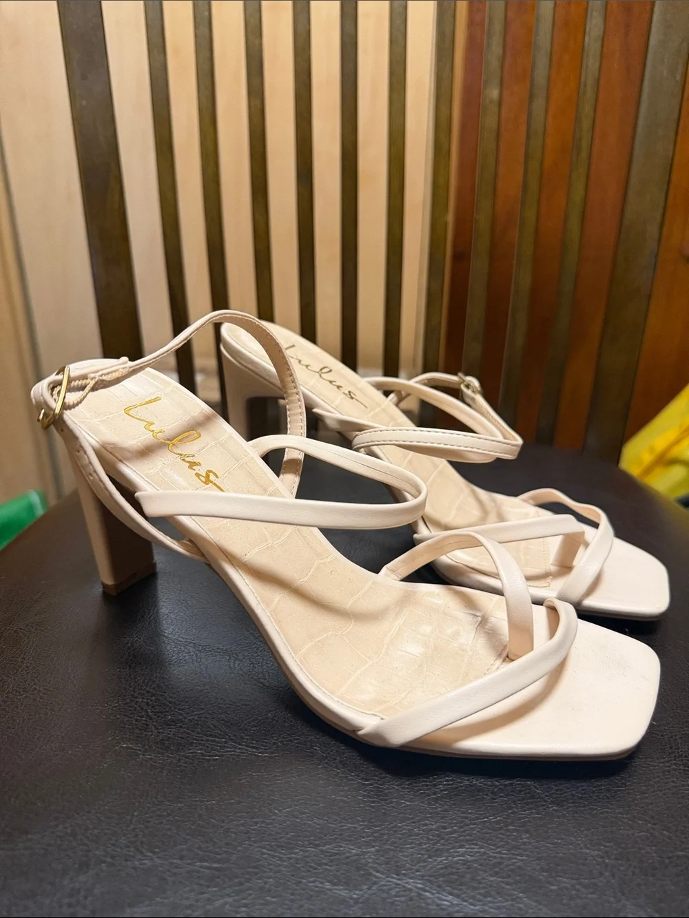 Lulu's Nude Strappy Block Heel Sandals